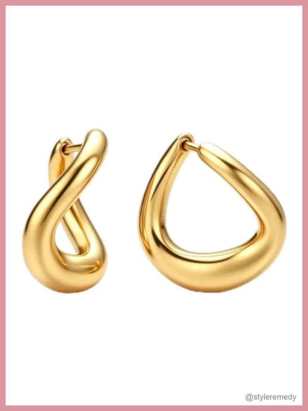 14K Gold Plated Twisted Teardrop Huggie Hoop Earrings 16mm